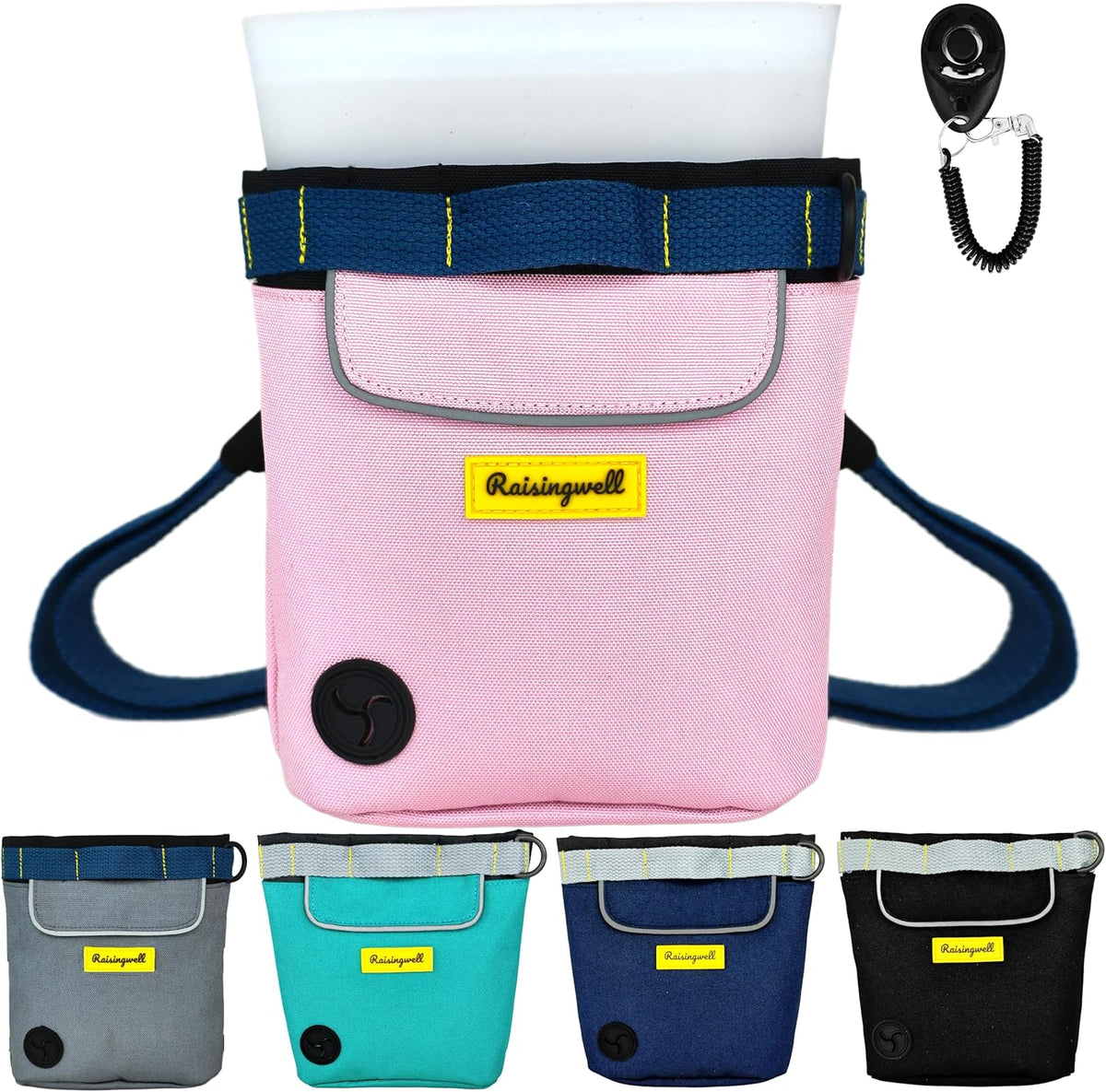Dog Treat Pouch for Pet Walking and Training with Clicker 2 Cup Silicone Bag Small Fanny Pack