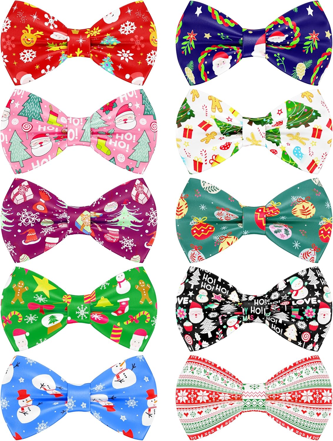 PET SHOW 10 Pack Christmas Big Dog Bow Ties for Large Medium Dogs Sliding Collar Attachments Xmas