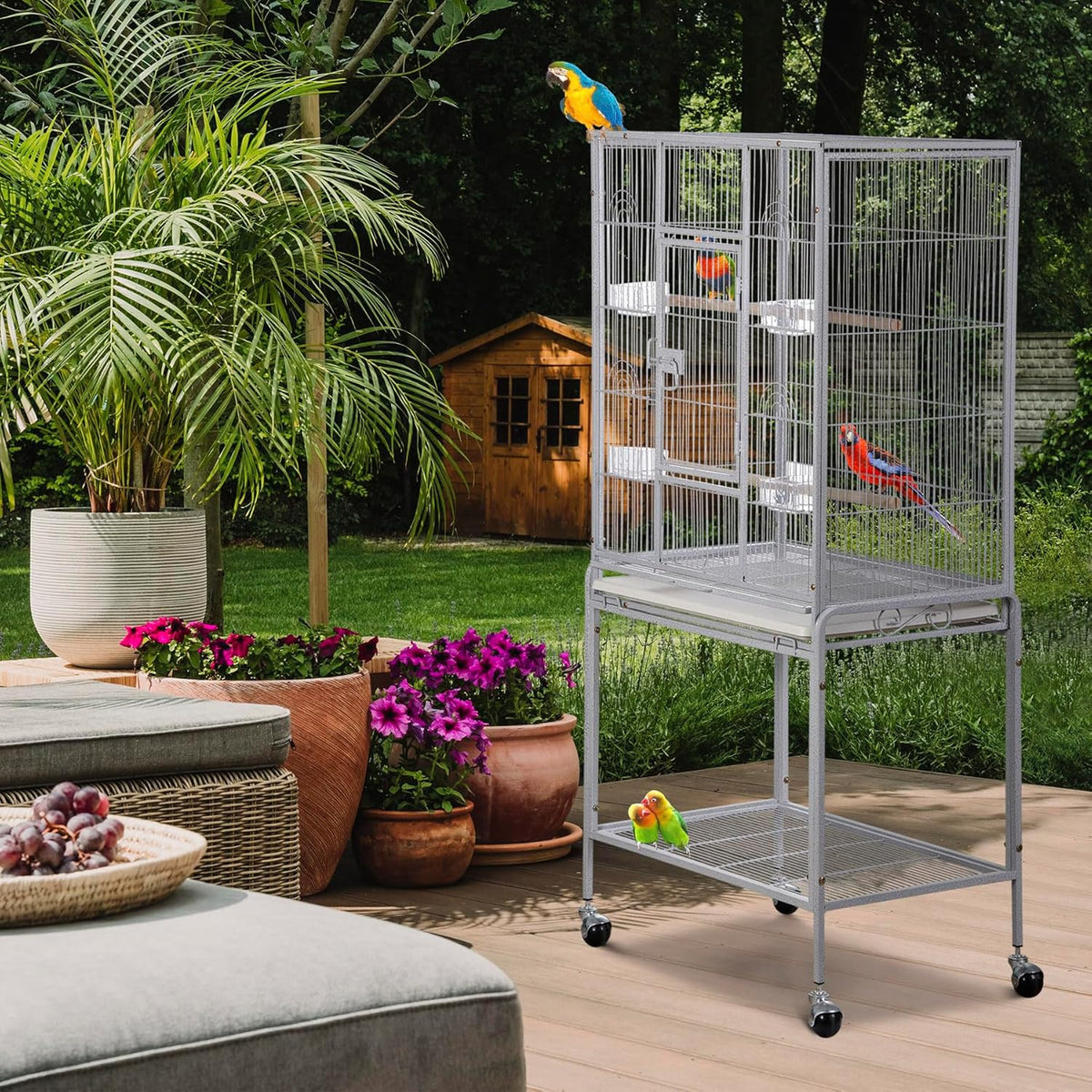 ZENY 53-Inch Bird Flight Cage, Wrought Iron Standing Large with Rolling Stand for Cockatiels Pet