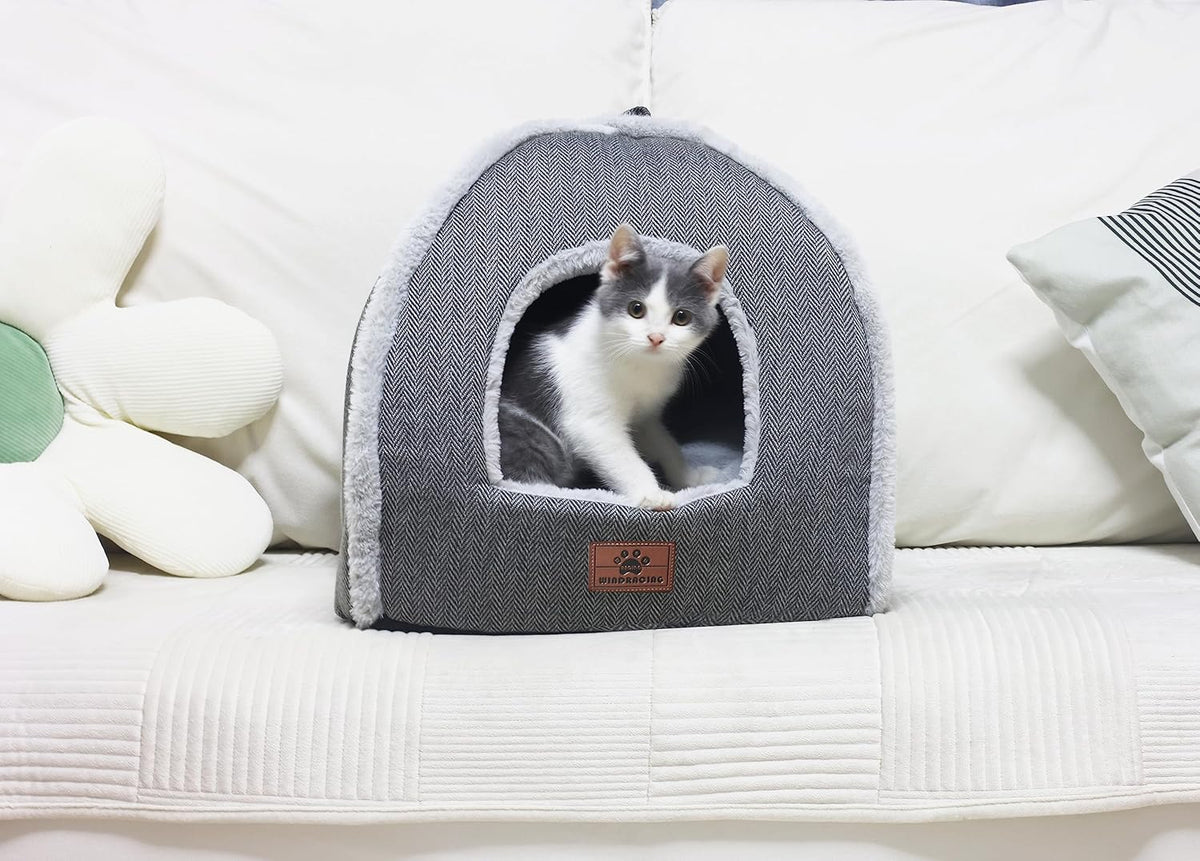 Cat Bed for Indoor Cats - Cat Cave Bed Cat House Cat Tent with Removable Washable Cushioned Pillow
