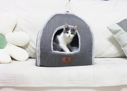 Cat Bed for Indoor Cats - Cat Cave Bed Cat House Cat Tent with Removable Washable Cushioned Pillow