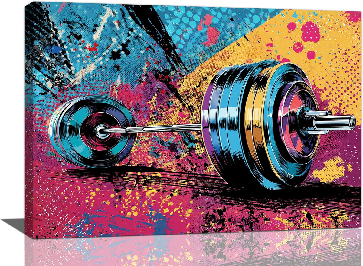 Gym Wall Art Weightlifting Fitness Canvas Wall Decor Barbell Sports Training Pictures Painting