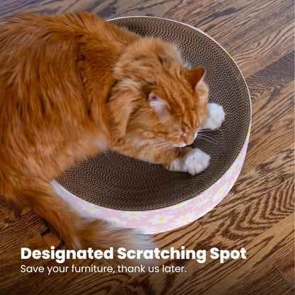 Catstages Scratch & Snuggle Daisy Two-in-One Corrugated Cat Scratcher and Lounging Spot, Floral