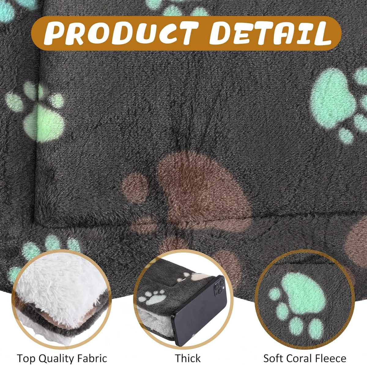 4 Pack Ultra Soft Dog Cat Bed Mat with Cute Prints Reversible Fleece Dog Crate Kennel Pad Cozy