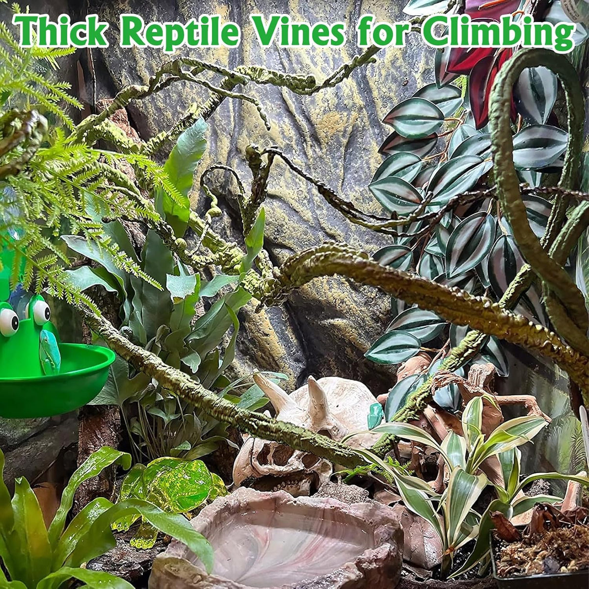 VCEPJH Large Reptile Vines Thick Terrarium Plants 118 Inches Long Flexible Climbing Branch Snake
