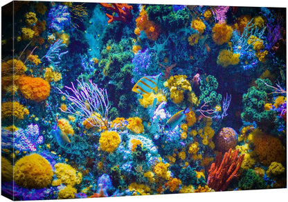 wall26 Canvas Print Wall Art Vibrant Neon Multicolor Anemone Coral Reef Nature Animals Photography