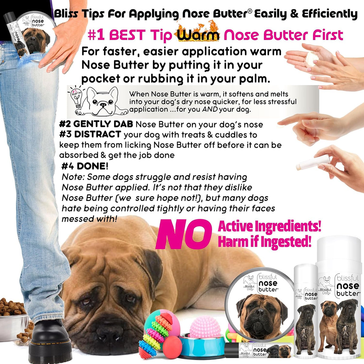 The Blissful Dog Bullmastiff Nose Butter for Dry, Cracked Skin, Lick-Safe Dog Nose Balm with