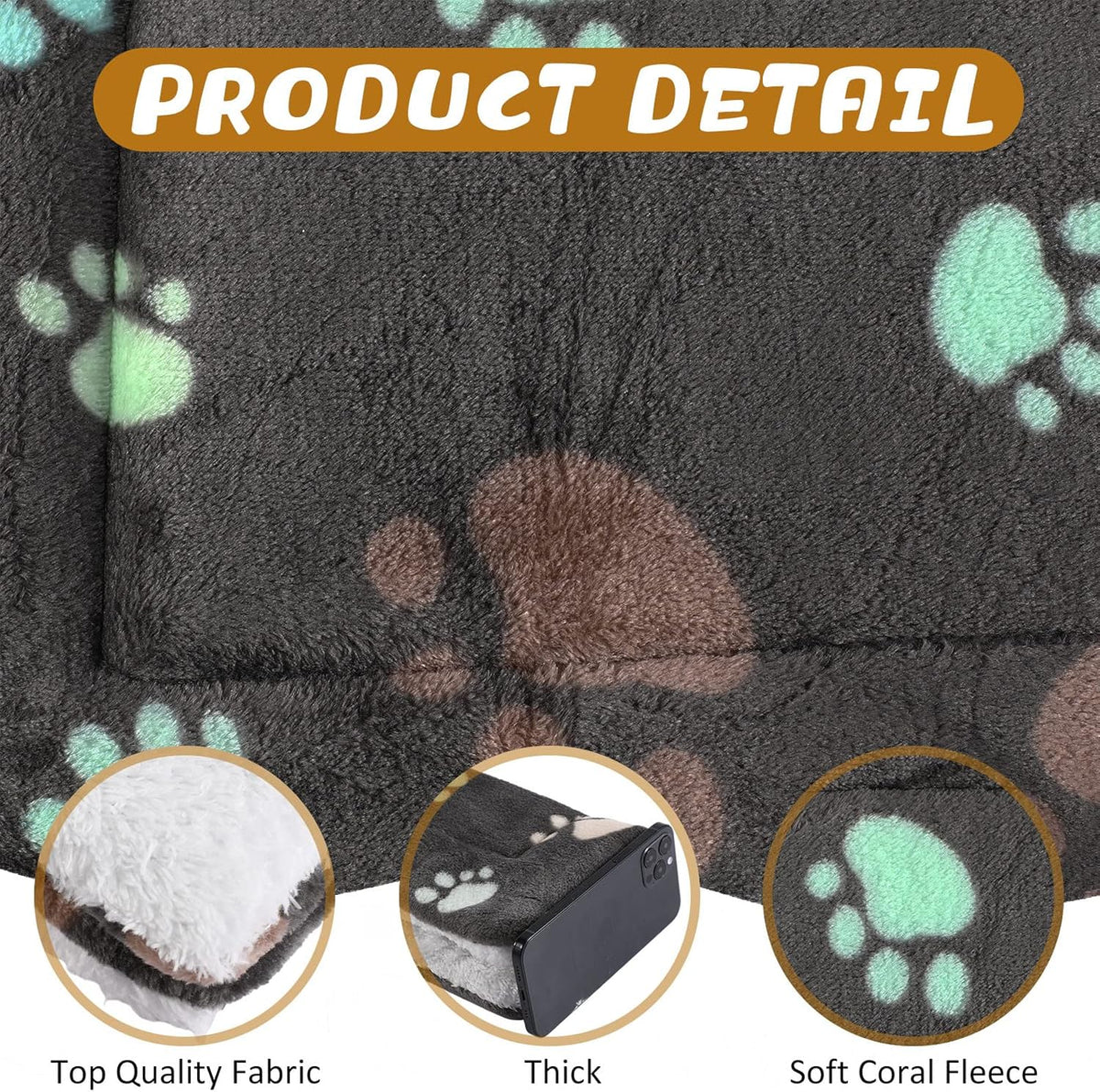 4 Pack Ultra Soft Dog Cat Bed Mat with Cute Prints Reversible Fleece Dog Crate Kennel Pad Cozy