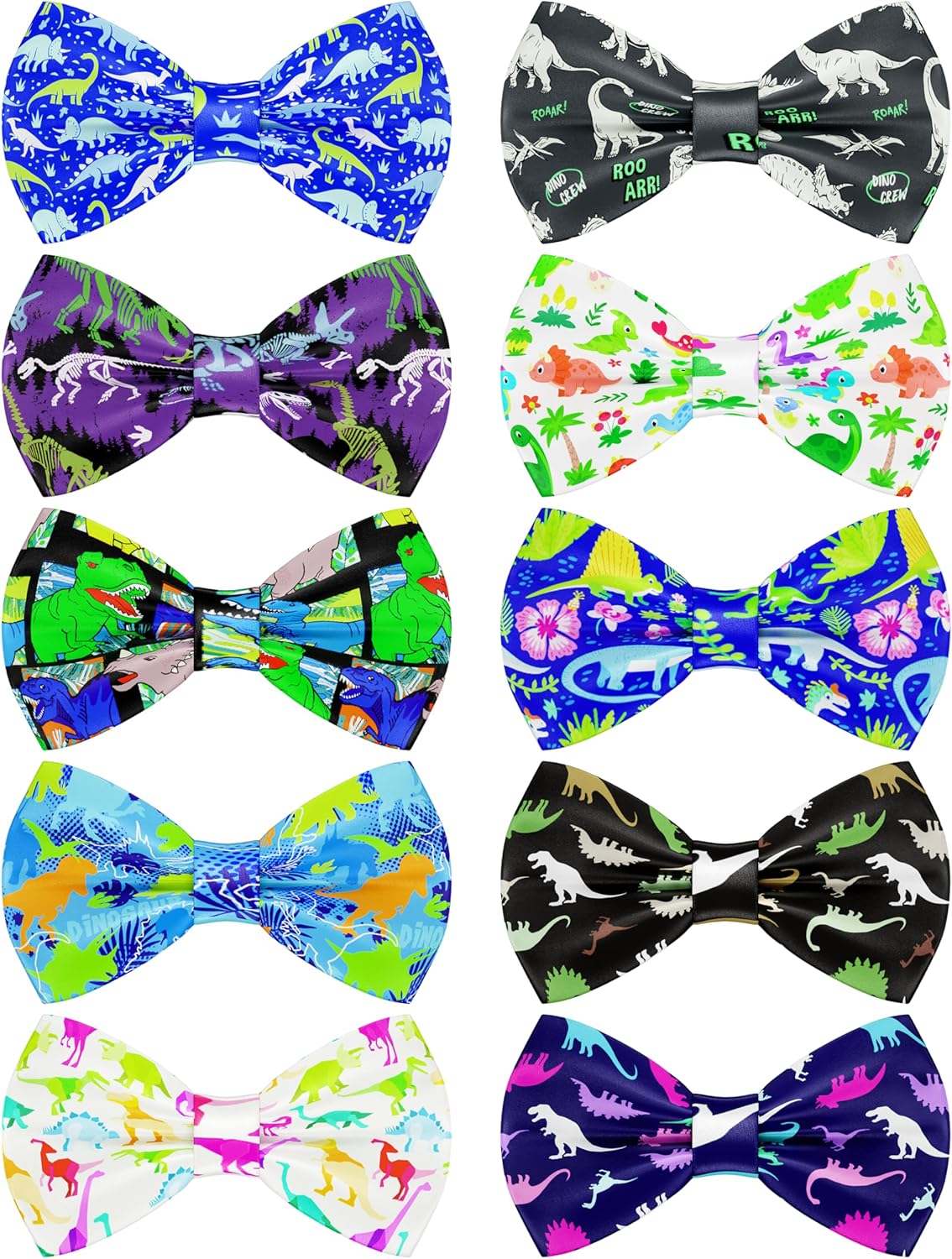 PET SHOW 10 Pack Dinosaur Small Dog Bow Ties Sliding Collar Attachments Puppy Cats Bowties for