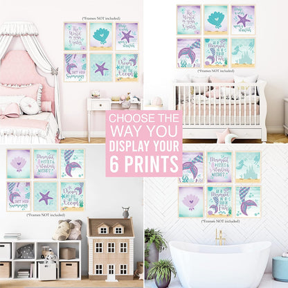 Hadley Designs 6 Mermaid Wall Decor – Reversible Magical Mermaid Wall Art for Nursery & Bathroom