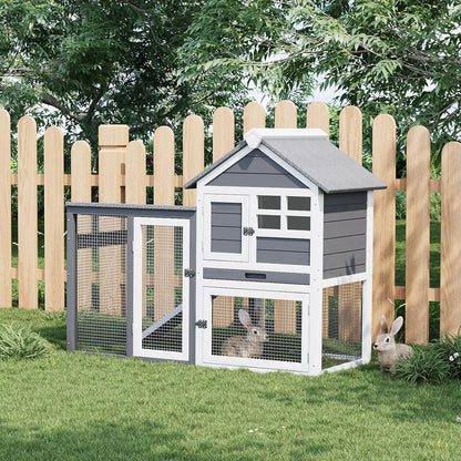 Rabbit Hutch 2-Tier, Small Wooden Chicken Coop for Outdoor Use - Weatherproof Small Animal Hutch