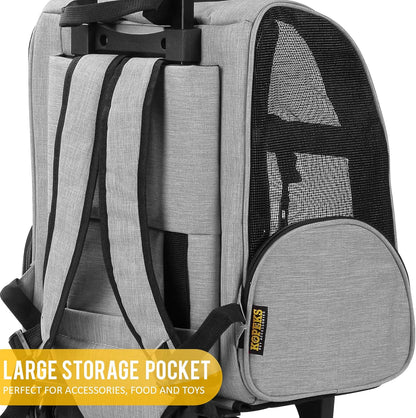 KOPEKS Deluxe Backpack Pet Travel Carrier with Double Wheels for Pets up to 10 Pounds - Black