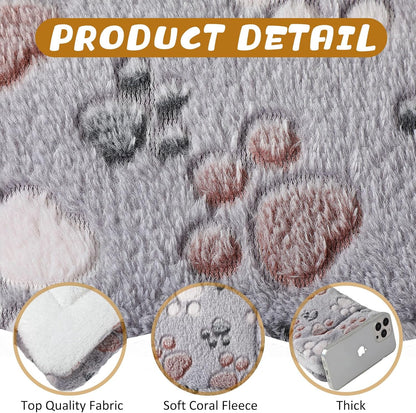 4 Pack Ultra Soft Dog Cat Bed Mat with Cute Prints Reversible Fleece Dog Crate Kennel Pad Cozy