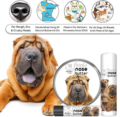 The Blissful Dog Chinese Shar-Pei Nose Butter for Dry, Cracked Skin, Lick-Safe Dog Nose Balm with
