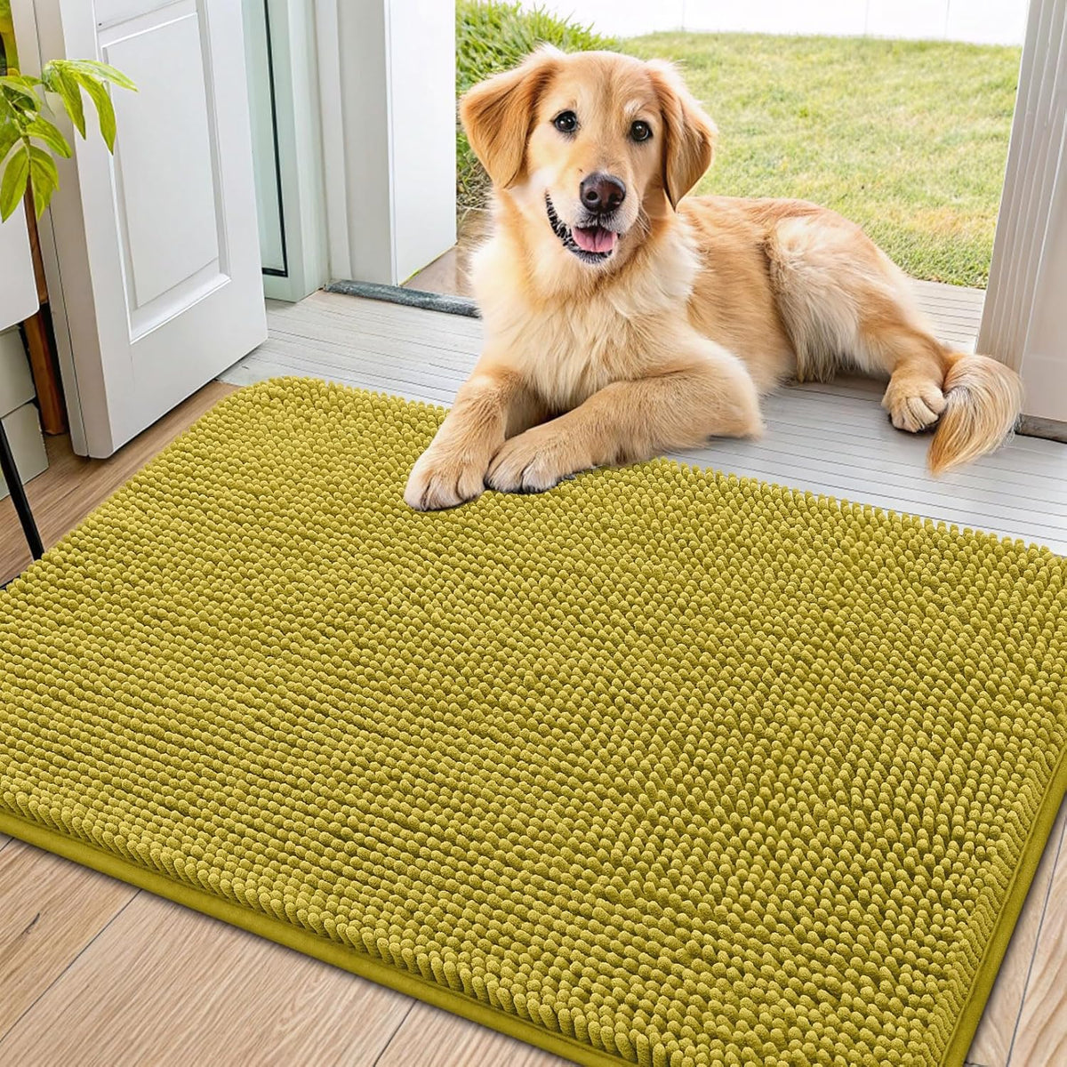 Smiry Dog Door Mat for Muddy Paws 36x24, Absorbs Moisture and Dirt Doormat, Non-Slip Washable Quick
