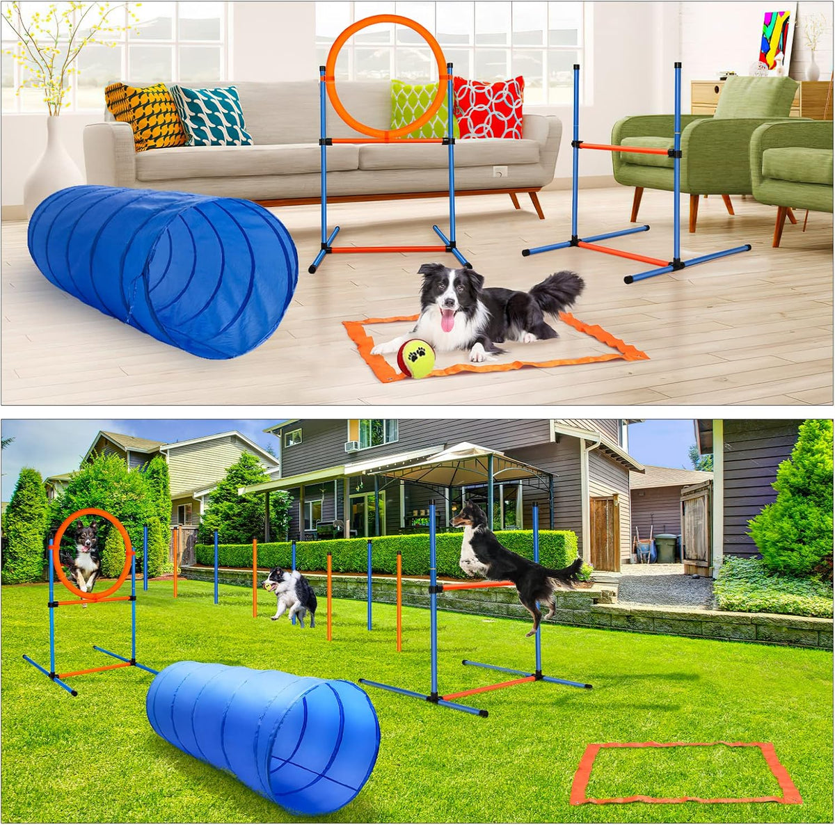Dog Agility Training Equipment, 60-Piece Dog Obstacle Course Training Starter Kit Pet Outdoor Game