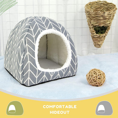 2 Pack Guinea Pig Hideout Bed Rabbit House Cave Accessories Cozy Hide-Out for Bunny Hedgehog Ferret