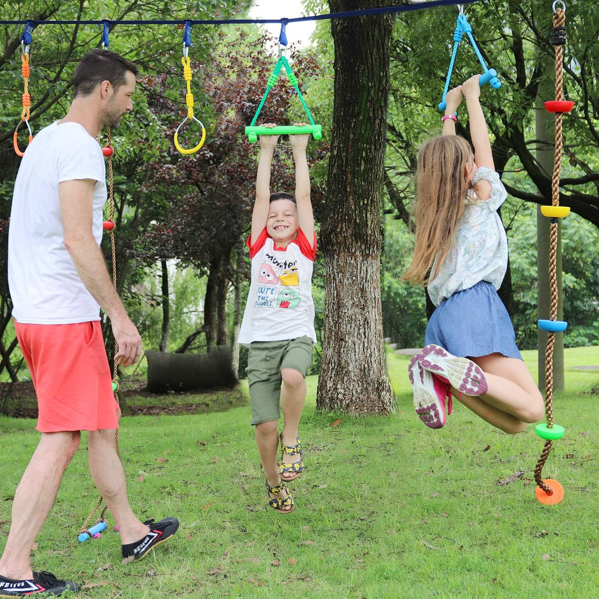 Rainbow Craft 3-Pack Kids Ninja Monkey Bars - Trapeze Swing Bars for Ninja Obstacle Course