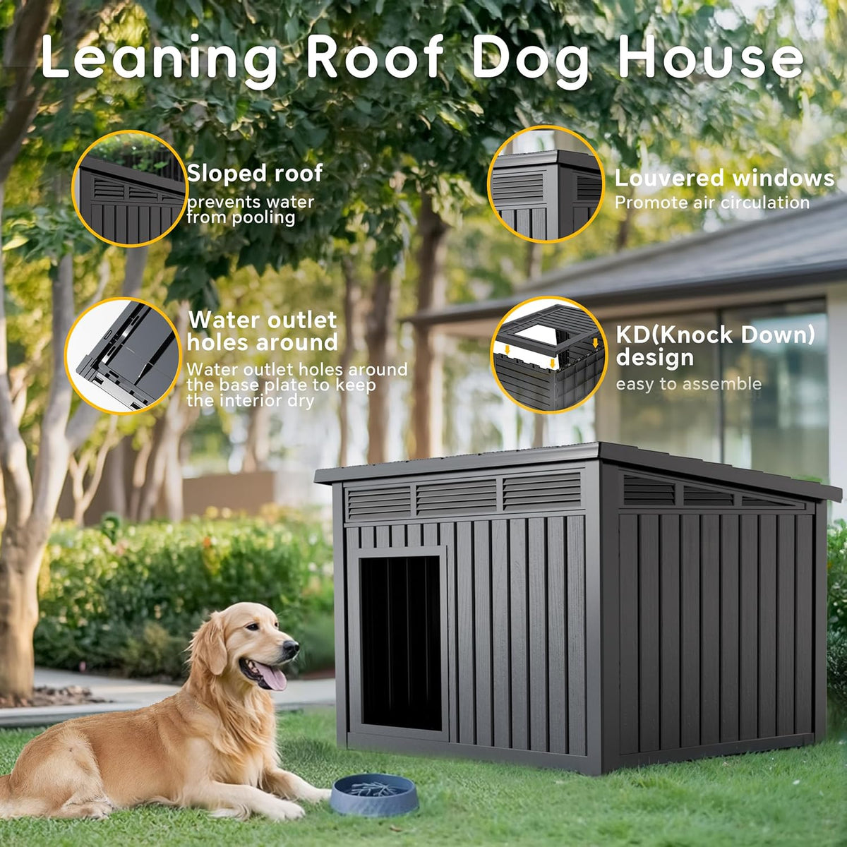 VIXZEN Dog House Indoor Outdoor,Waterproof Dog House for Small to Medium Dogs,Doghouse with Air