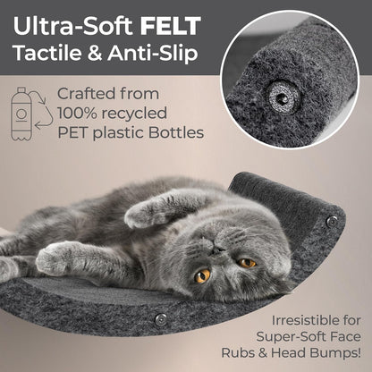 Wall Mounted Cat Shelves (Set of 4) by Pryde Pets - 100% Sustainable PET Felt Feline Enrichment