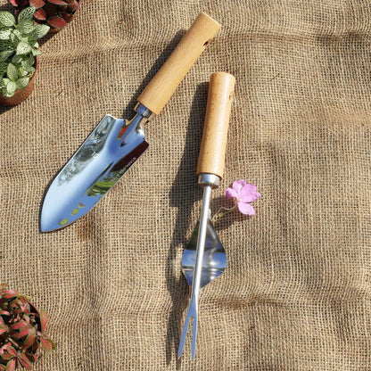 Garden Tool Set, 2 Pieces Stainless Steel Heavy Duty Garden Tools, Garden Kit with Ergonomic Wooden