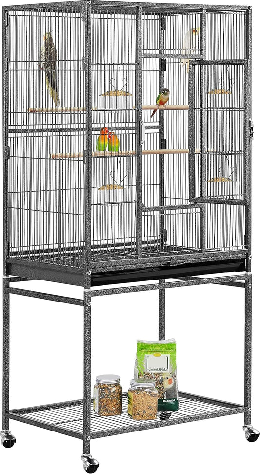 Yaheetech 54-inch Wrought Iron Standing Large Parrot Parakeet Flight Bird Cage for Small Parrot Sun