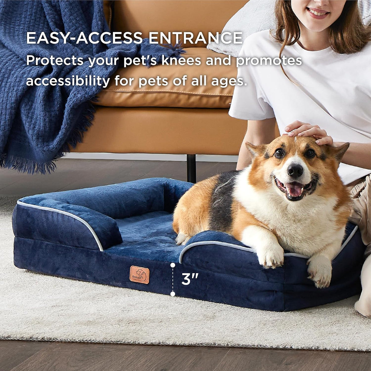 Bedsure Orthopedic Dog Beds Large Sized Dog - Washable Large Dog Cat Bed Waterproof, Comfort Dogs