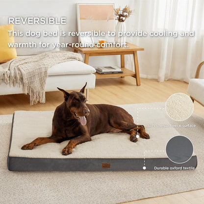 Bedsure XXL Dog Bed for Large Dogs - Orthopedic Flat Giant Pet Beds with Removable Washable Cover