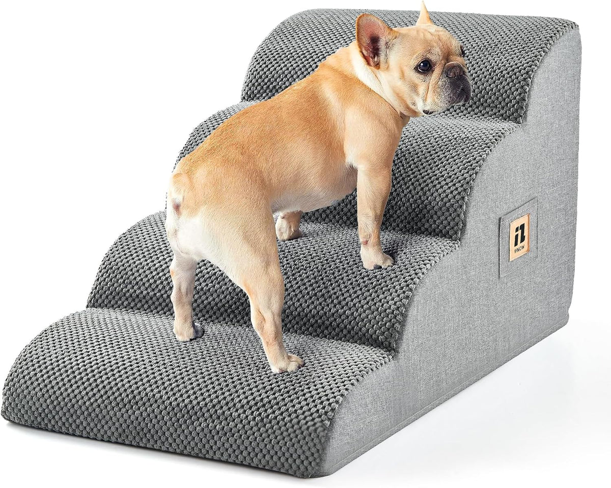 IFNOW Dog Stairs for Small Dogs, 4-Step Sturdy Dog Steps for Bed, Couch, Sofa, Waterproof Pet