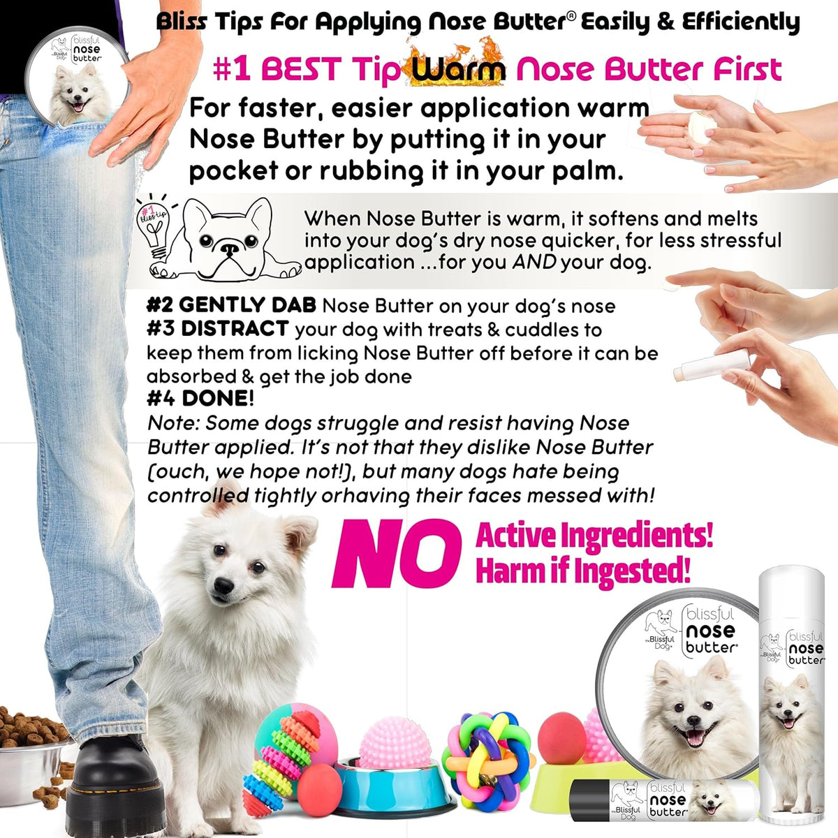 The Blissful Dog American Eskimo Nose Butter for Dry, Cracked Skin, Lick-Safe Dog Nose Balm with