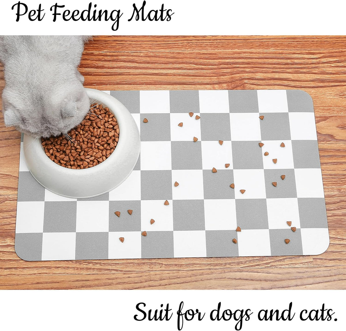 Ralxion Checkered Dog Feeding Mat, Absorbent Mats for Dog Food and Water Bowl, Dispenser, Retro