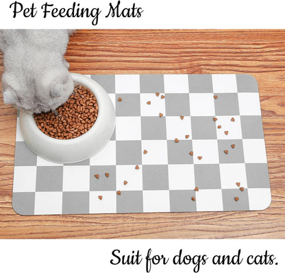 Ralxion Checkered Dog Feeding Mat, Absorbent Mats for Dog Food and Water Bowl, Dispenser, Retro