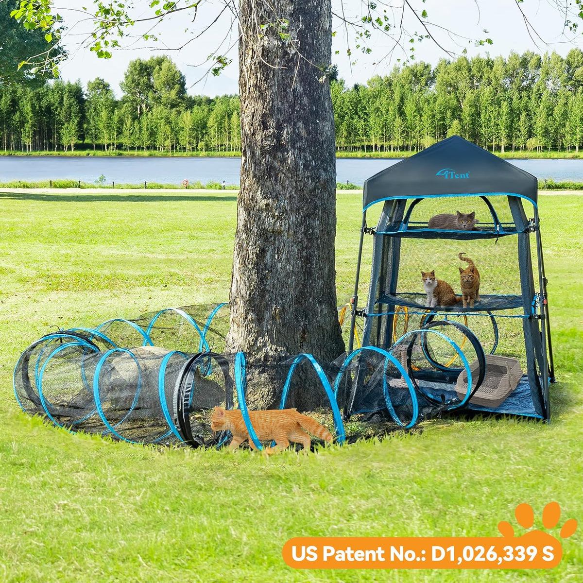 X-Large Catio Outdoor Cat Enclosure,3-Tier Spacious Outdoor Cat Tent for Indoors and