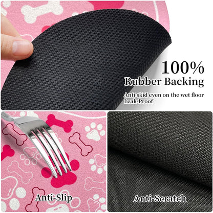 Dog & Cat Food Mat Bone Shaped Pet Feeding Mat Quick Absorb Water Bowl Placemat with Rubber Backing