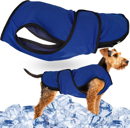 Dog Cooling Vest – Lightweight Summer Jacket for Dogs with Zip Neck & Velcro – Easy On/Off Cooling