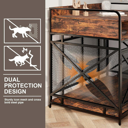 Dog Crate Furniture, 48" Heavy Duty Wooden Dog Crate End Table, XL Dog Kennel Furniture Large
