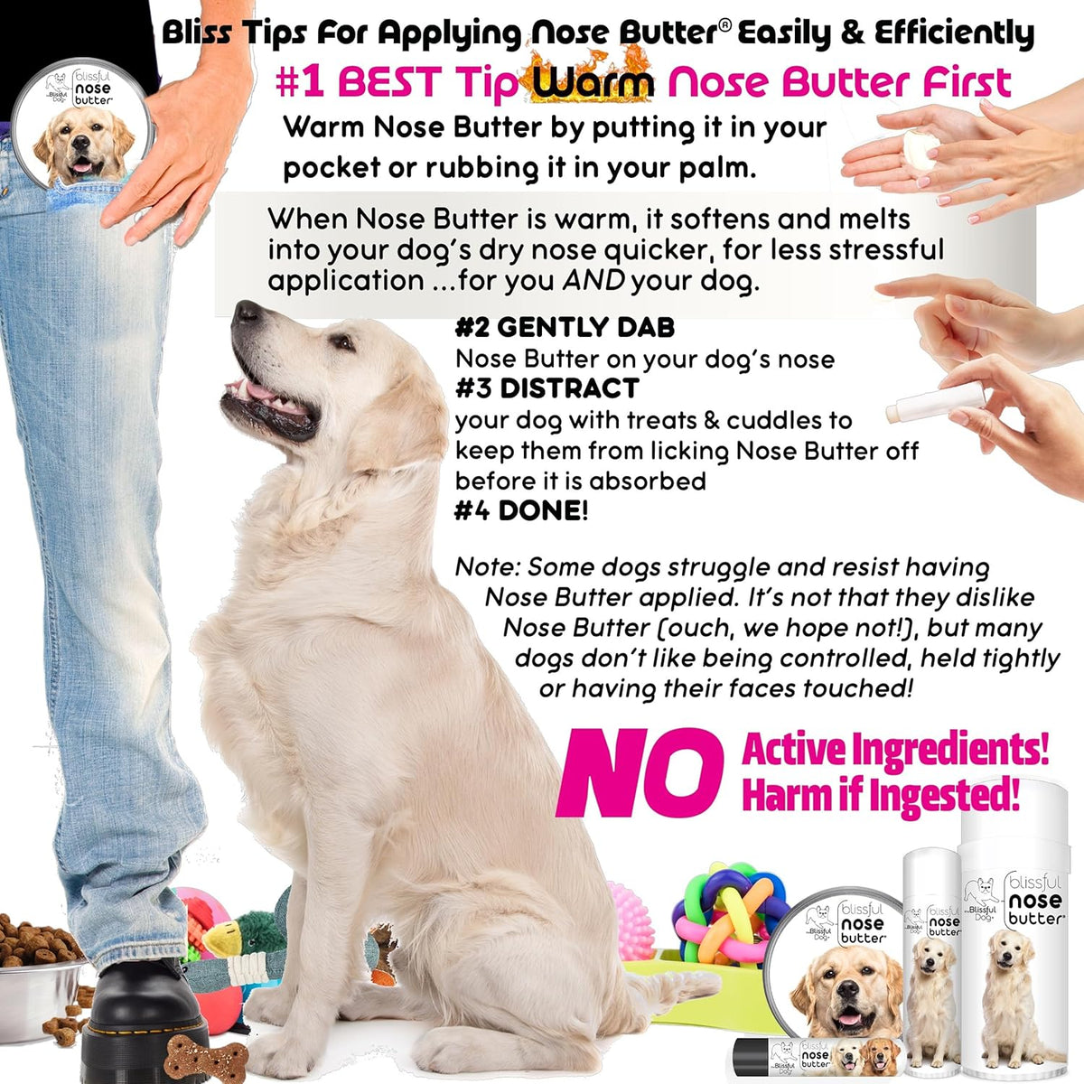 The Blissful Dog Golden Retreiver Unscented Nose Butter - Dog Nose Butter, 8 Ounce