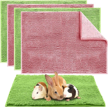 Amylove 4 Pcs Guinea Pig Cage Liner Guinea Pig Bedding Washable Fleece Pee Pads Reusable Small