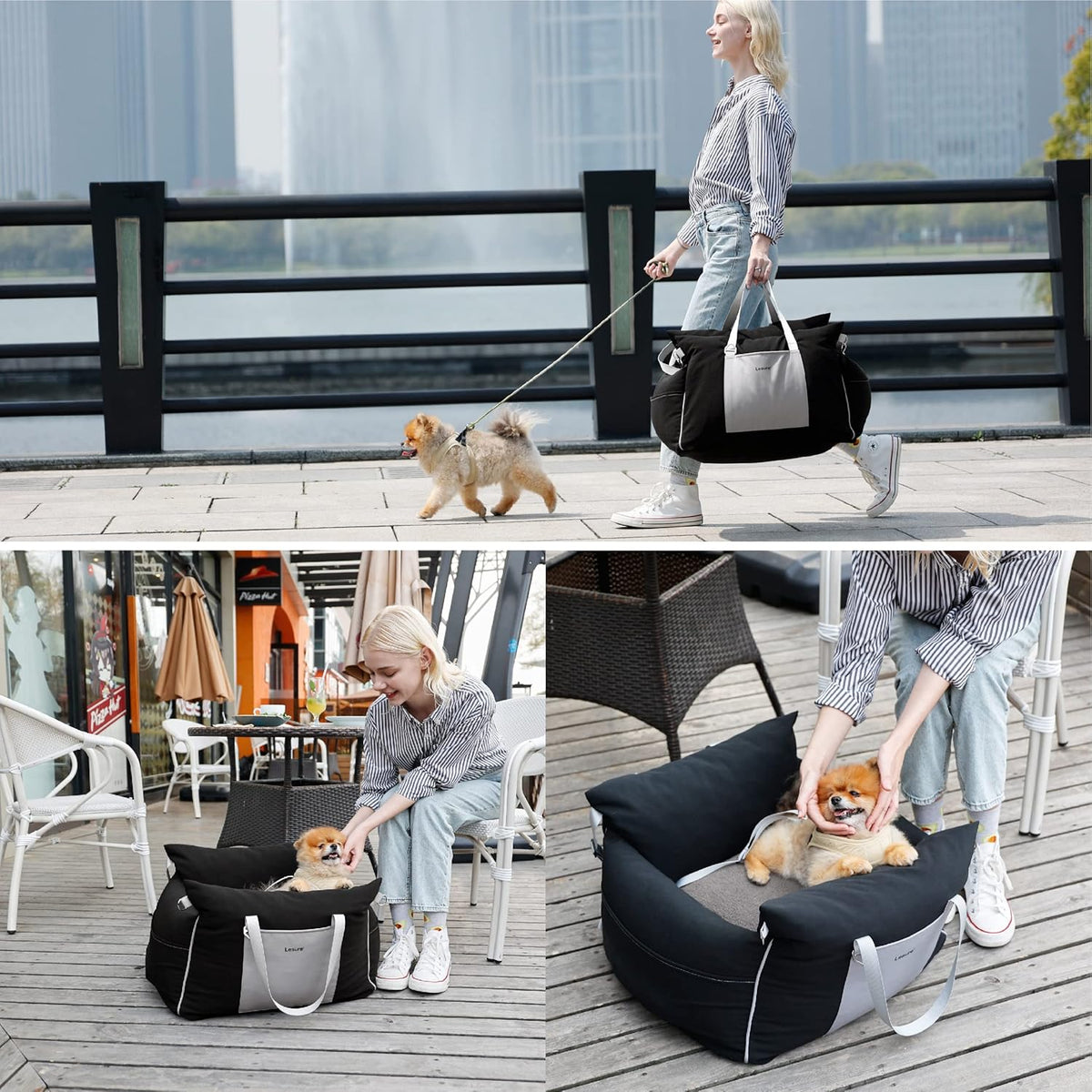 Lesure Small Dog Car Seat for Small Dogs - Waterproof Dog Booster Car Seat with Storage Pockets