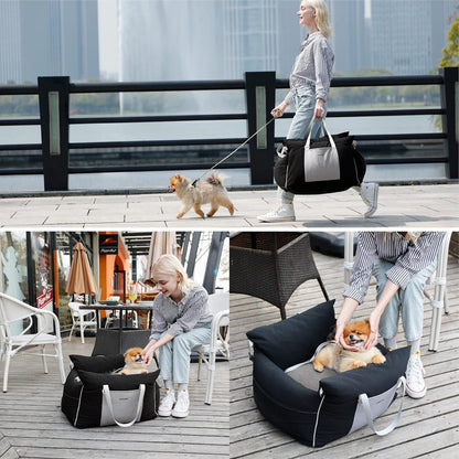 Lesure Small Dog Car Seat for Small Dogs - Waterproof Dog Booster Car Seat with Storage Pockets