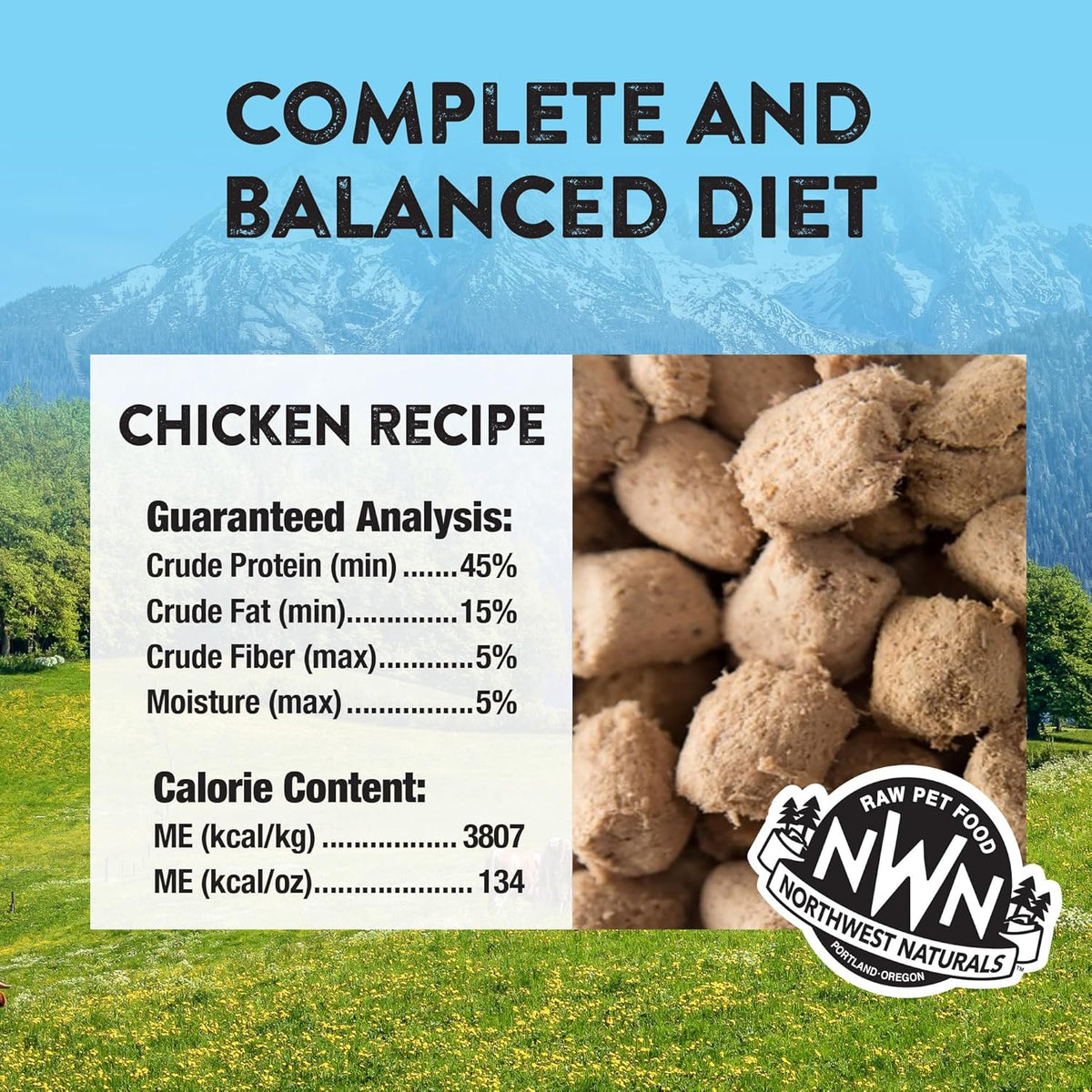 Northwest Naturals Freeze-Dried Chicken Cat & Kitten Food – Bite-Sized Nibbles – Healthy, Limited