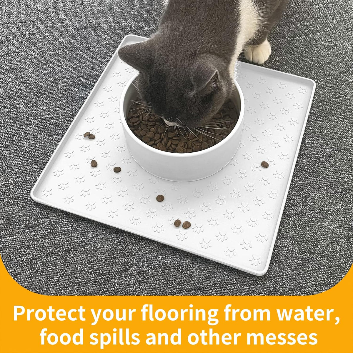 Ptlom Pet Placemat for Dog and Cat, Waterproof Silicone Pet Feeding Bowl Mats for Food and Water