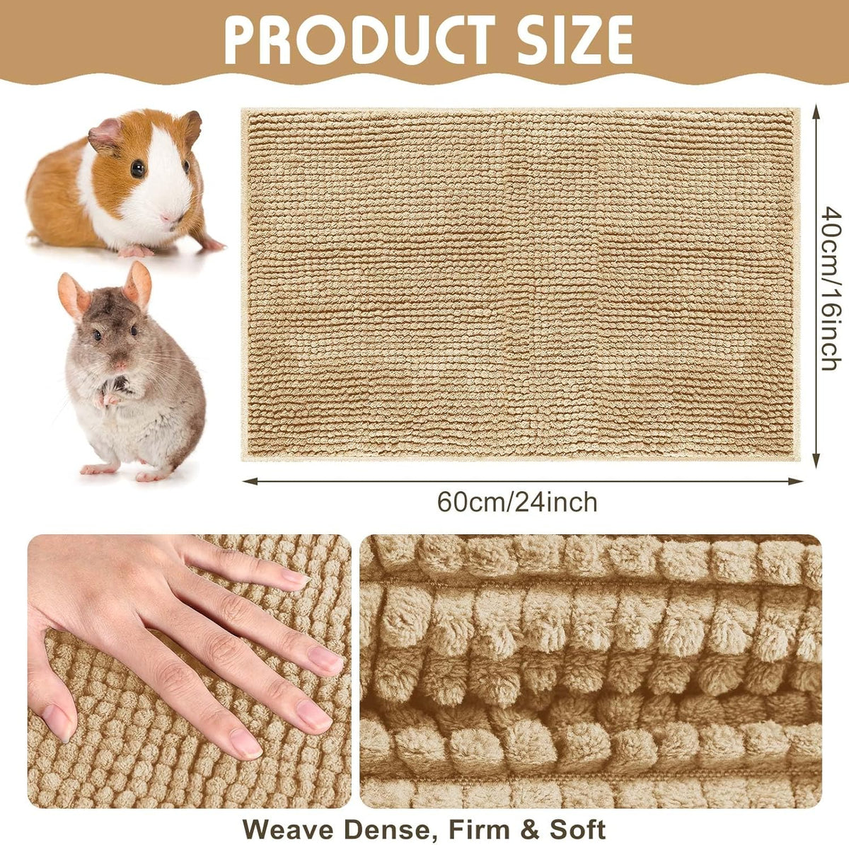 Amylove 4 Pcs Guinea Pig Cage Liner Guinea Pig Bedding Washable Fleece Pee Pads Reusable Small