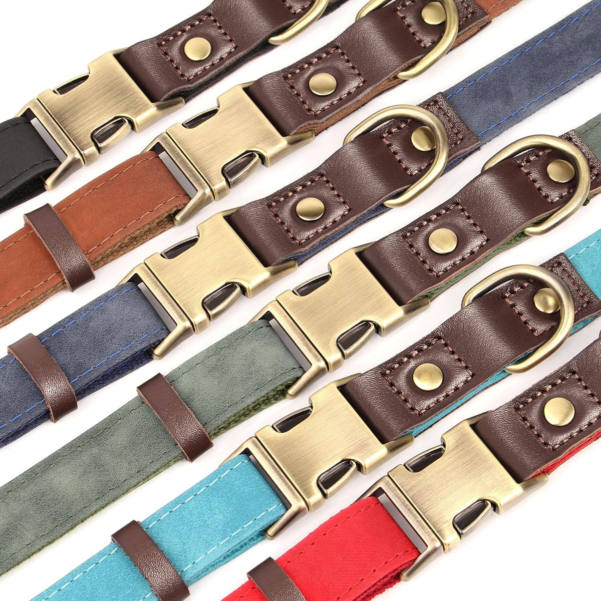 Didog Soft PU Leather Dog Collars for Small Dogs,Classic Adjustable Dog Collars with Quick Release