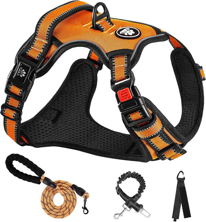 NESTROAD No Pull Dog Harness,Adjustable Oxford Dog Vest Harness with Leash,Reflective No-Choke Pet