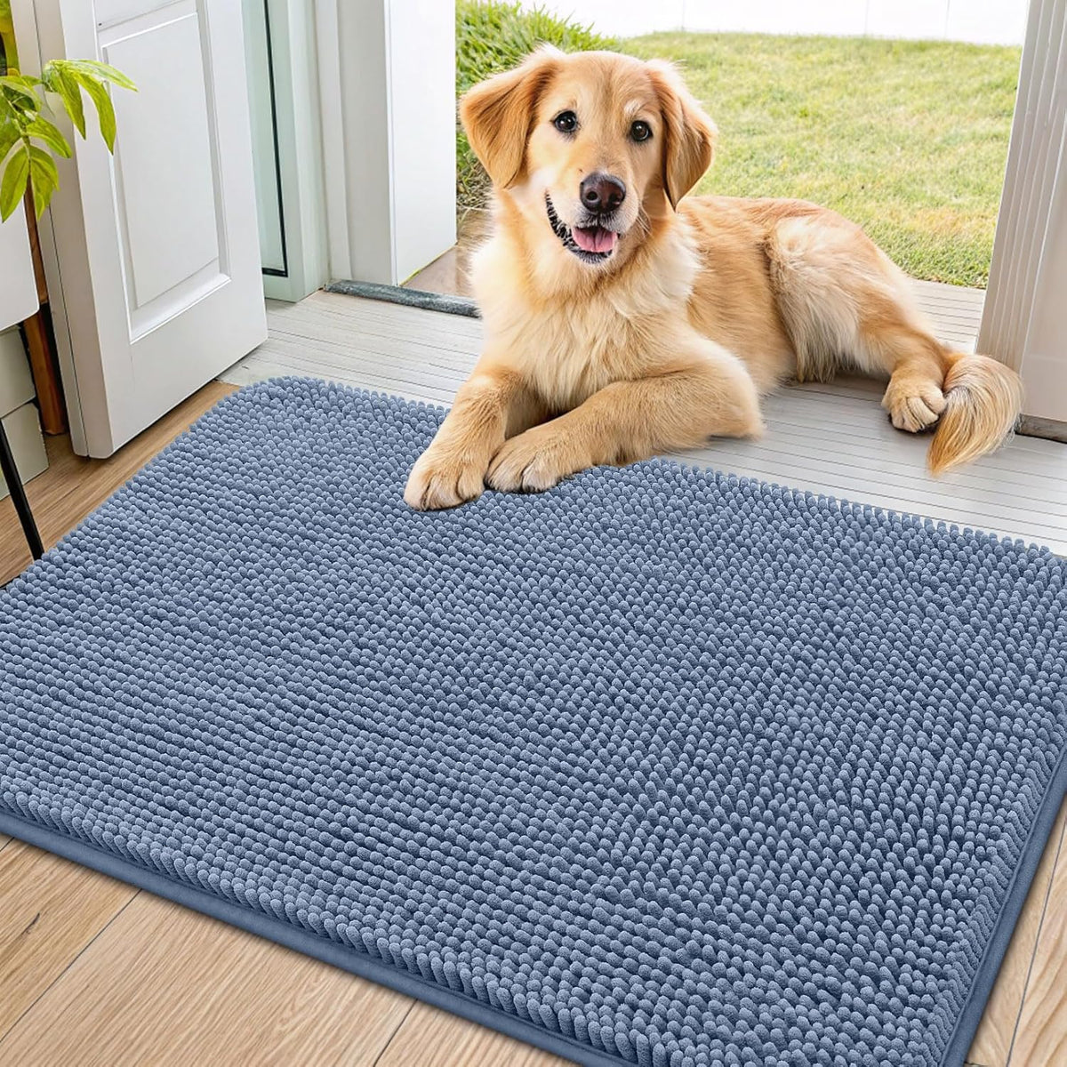 Smiry Dog Door Mat for Muddy Paws 36x24, Absorbs Moisture and Dirt Doormat, Non-Slip Washable Quick