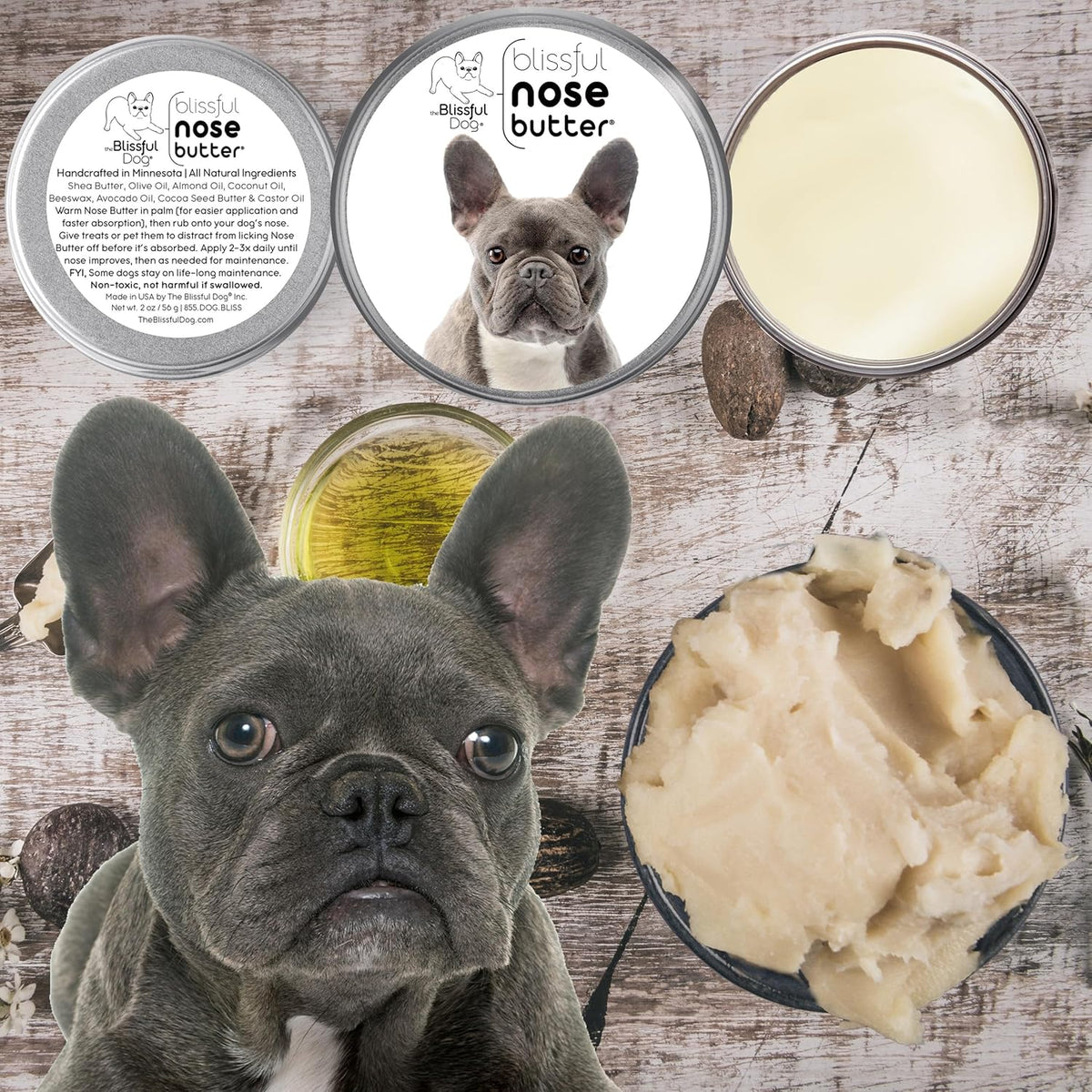 The Blissful Dog Blue French Bulldog Nose Butter, Versatile Dog Nose Balm for Dry Nose, Handcrafted