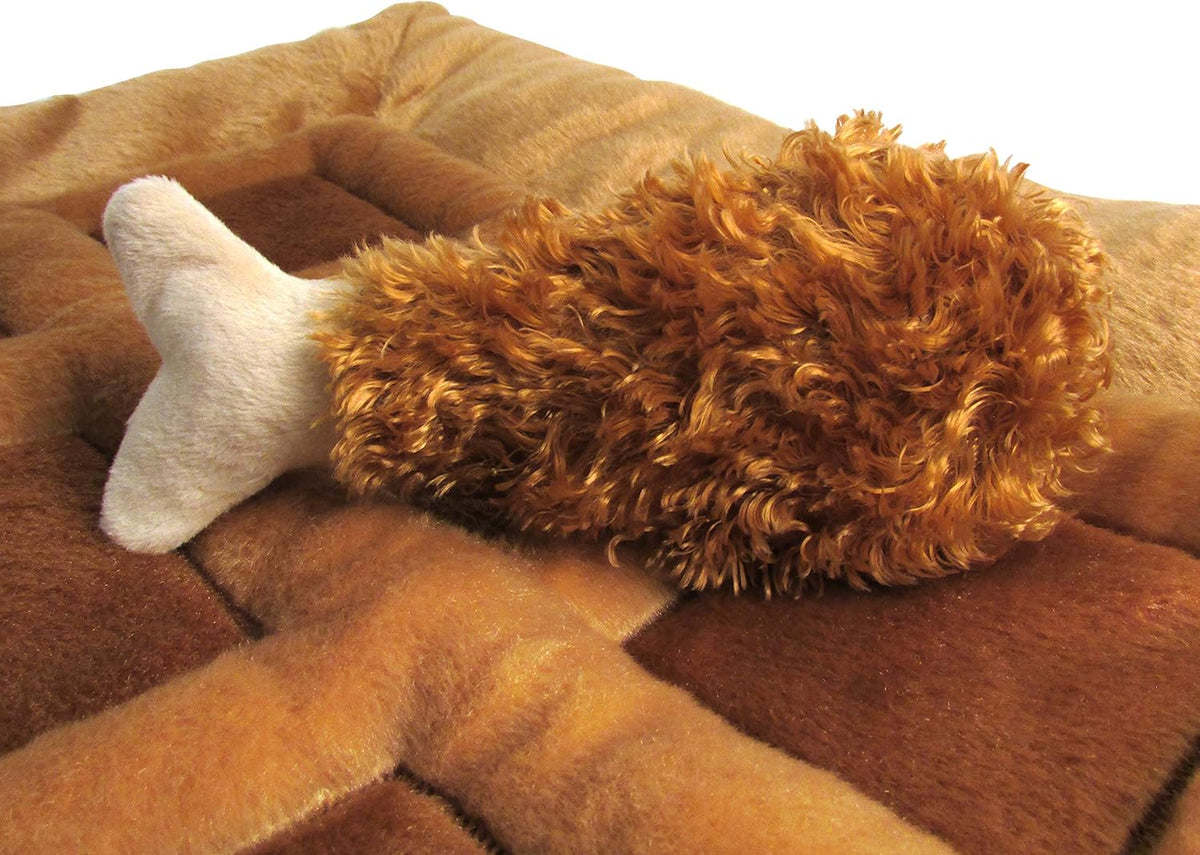 TONBO Soft Plush Small Cute and Cozy Chicken and Waffles Dog Cat Bed, Chicken Crinkle Toy Included