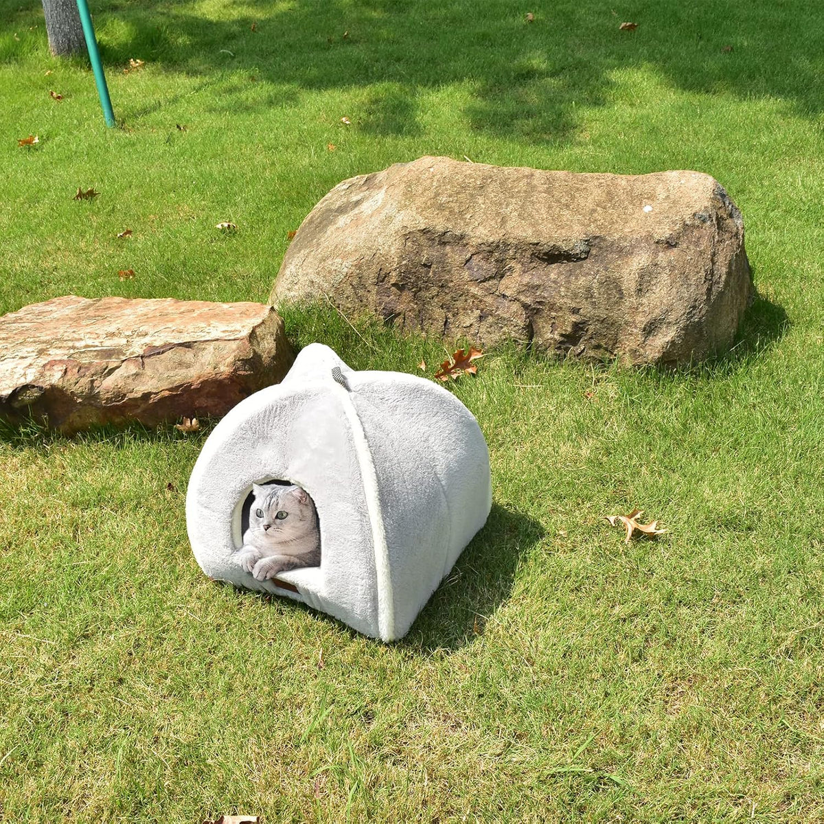 Cat Bed for Indoor Cats - Cat Cave Bed Cat House Cat Tent with Removable Washable Cushioned Pillow