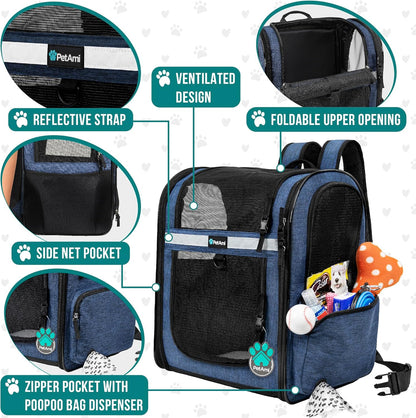 PetAmi Dog Backpack Carrier for Small Large Cat, Pet, Puppies, Ventilated Pet Hiking Backpack